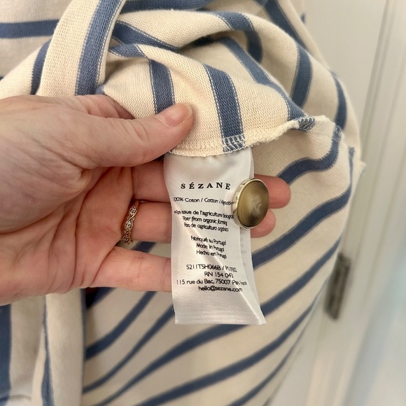 Sezane Colette Marinière NWOT Vintage Blue / Ecru - Size S - Picture 6 of 7